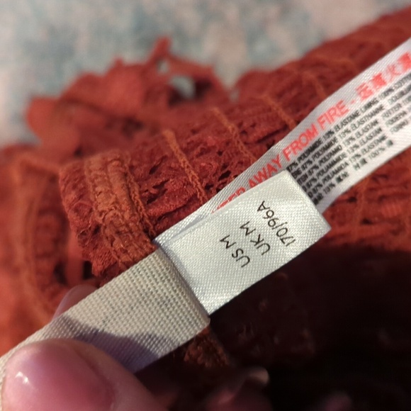 OB932329" Free People Intimately Miss Dazie Floral Lace Rust Bralette Medium - Picture 7 of 7